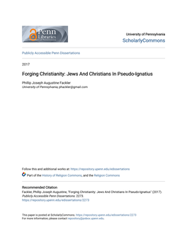 Forging Christianity: Jews and Christians in Pseudo-Ignatius