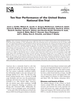 Ten-Year Performance of the United States National Elm Trial