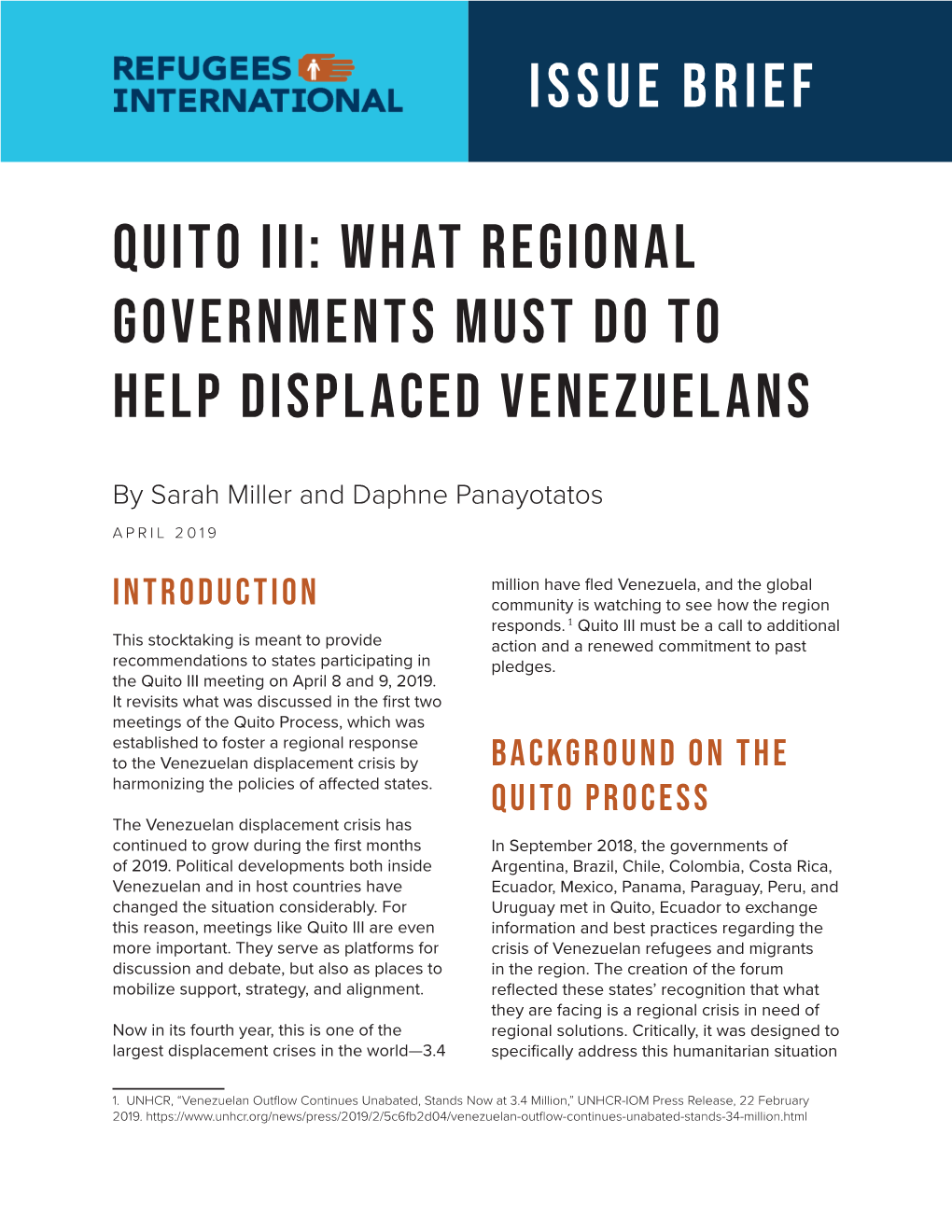 Issue Brief Quito III: What Regional Governments Must Do to Help