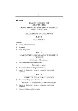 (Therapeutic Products) Regulations 2015