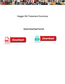 Haggai Old Testament Summary