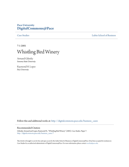 Whistling Bird Winery Armand Gilinsky Sonoma State University