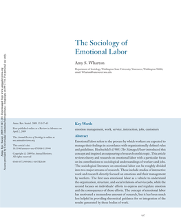 The Sociology of Emotional Labor