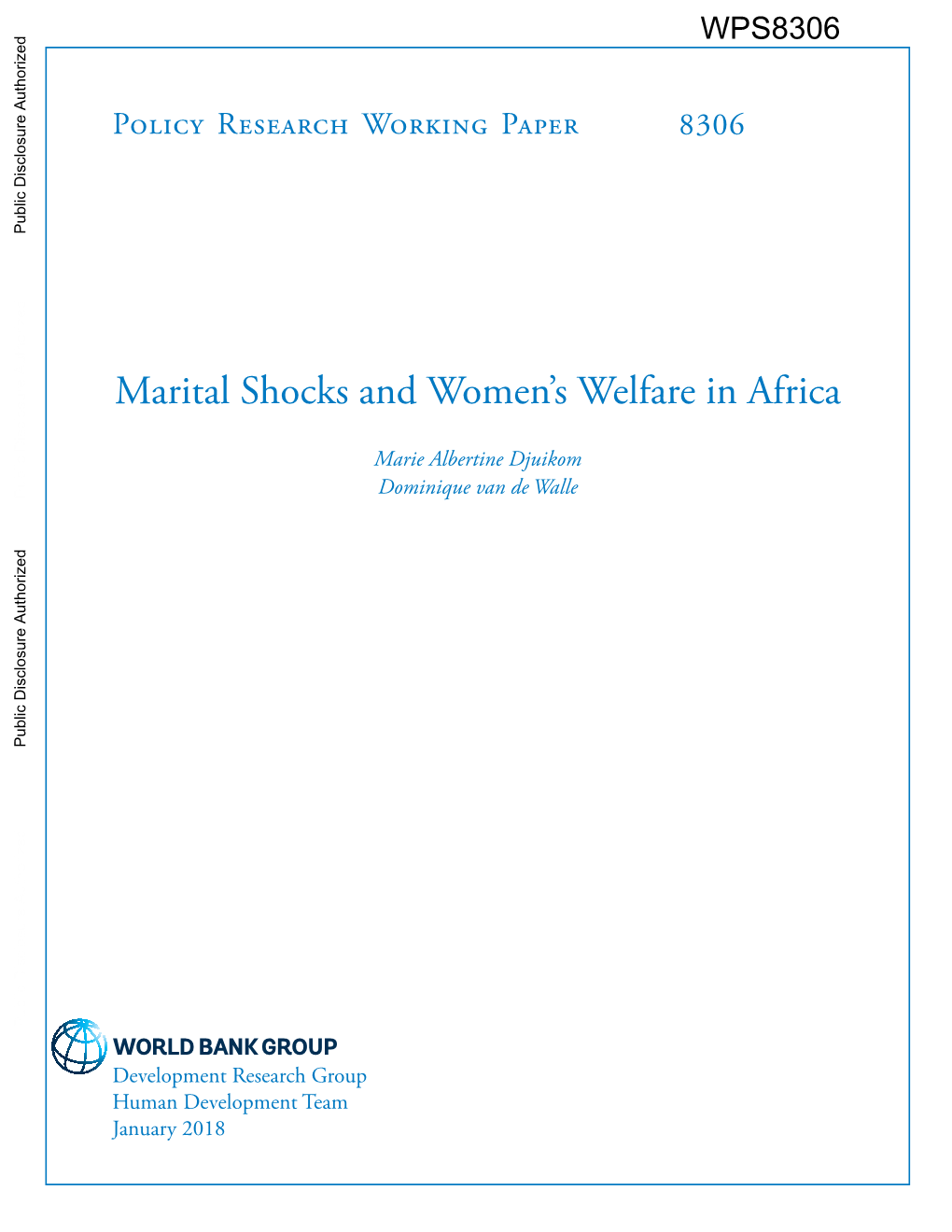 Marital Shocks and Women's Welfare In