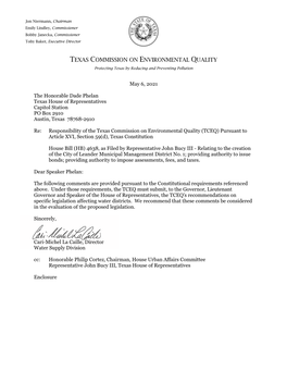 TEXAS COMMISSION on ENVIRONMENTAL QUALITY Protecting Texas by Reducing and Preventing Pollution