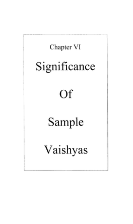 Vaishyas Significance of Sam Ple Vaishyas