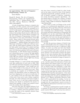 The Art of Computer Programming, Volume 4A David Walden Donald E. Knuth, T