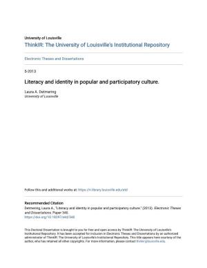 Literacy and Identity in Popular and Participatory Culture