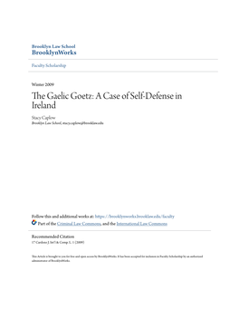 A Case of Self-Defense in Ireland Stacy Caplow Brooklyn Law School, Stacy.Caplow@Brooklaw.Edu