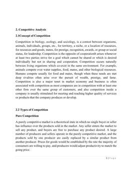 2. Competitive Analysis 2.1Concept of Competition Competition in Biology