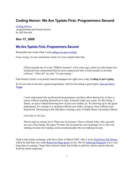 Coding Horror: We Are Typists First, Programmers Second