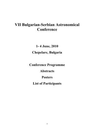 VII Bulgarian-Serbian Astronomical Conference