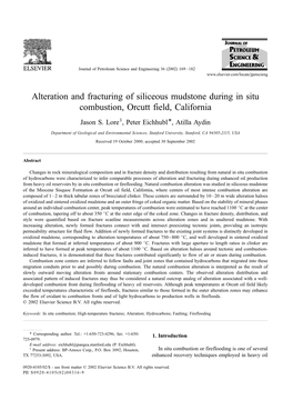 Alteration and Fracturing of Siliceous Mudstone During in Situ Combustion, Orcutt Field, California