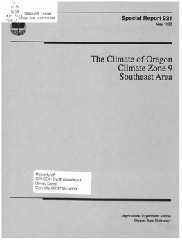 The Climate of Oregon Climate Zone 9 Southeast Area