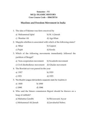 Muslims and Freedom Movement in India