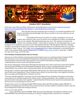 October 2015 Newsletter