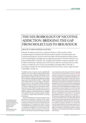 The Neurobiology of Nicotine Addiction: Bridging the Gap from Molecules to Behaviour