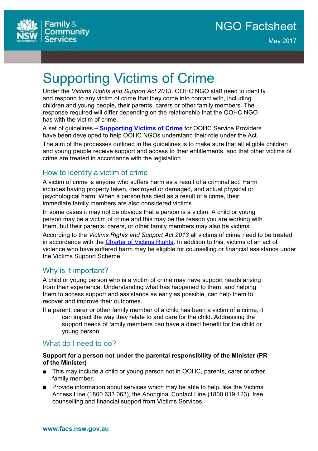 Supporting Victims of Crime