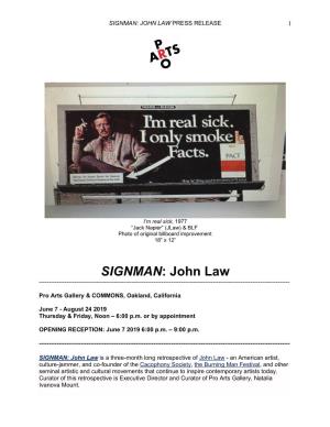 SIGNMAN John Law Press Release NM 1