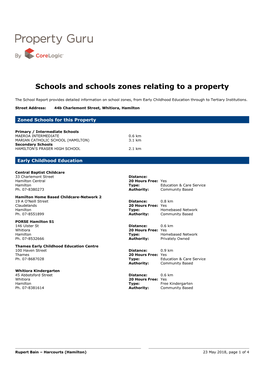 Schools and Schools Zones Relating to a Property