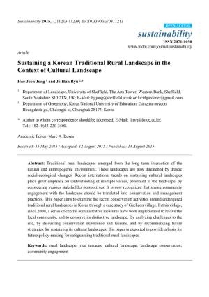 Sustaining a Korean Traditional Rural Landscape in the Context of Cultural Landscape