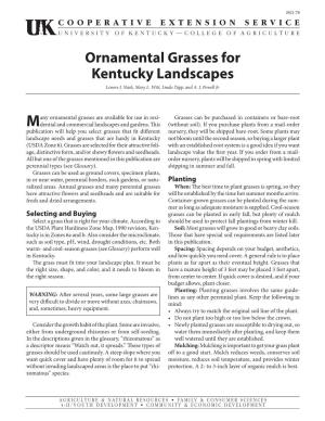 Ornamental Grasses for Kentucky Landscapes Lenore J