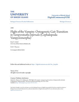 Flight of the Vampire: Ontogenetic Gait-Transition in Vampyroteuthis Infernalis (Cephalopoda: Vampyromorpha) Brad A