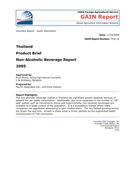 Thailand Product Brief Non-Alcoholic Beverage Report 2005