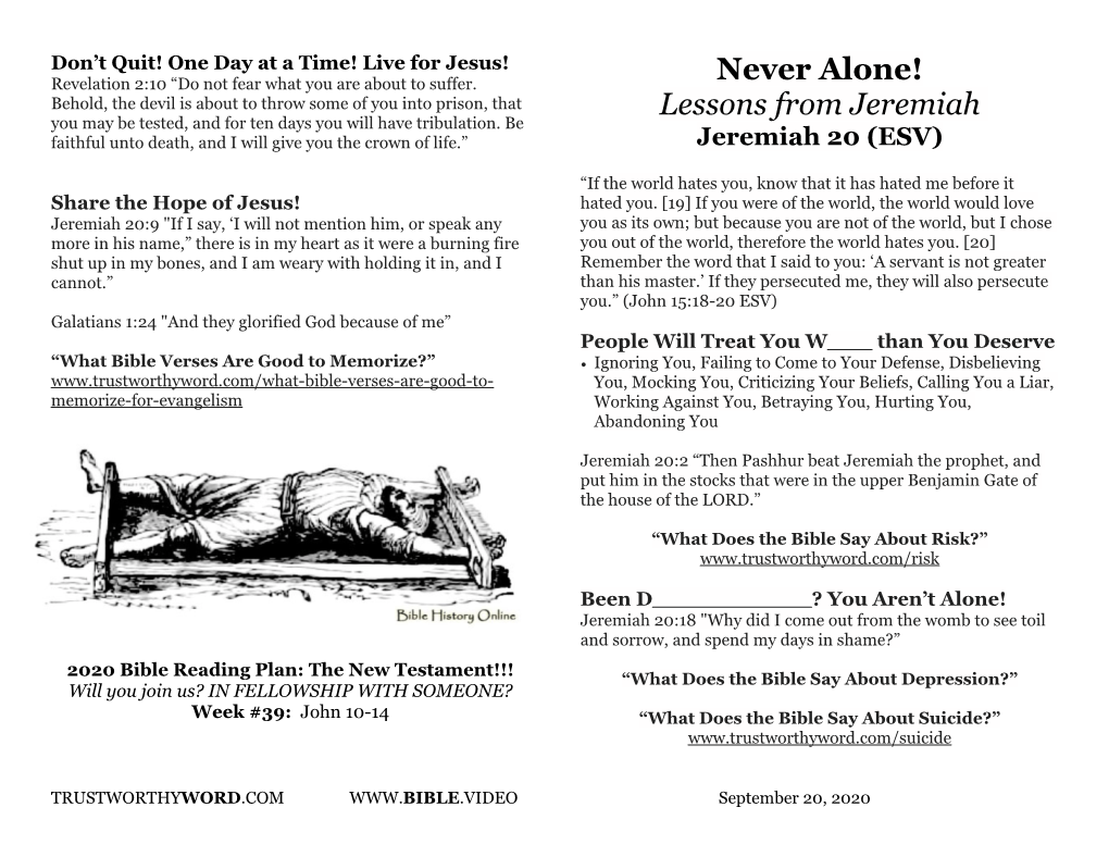 Never Alone! Lessons from Jeremiah