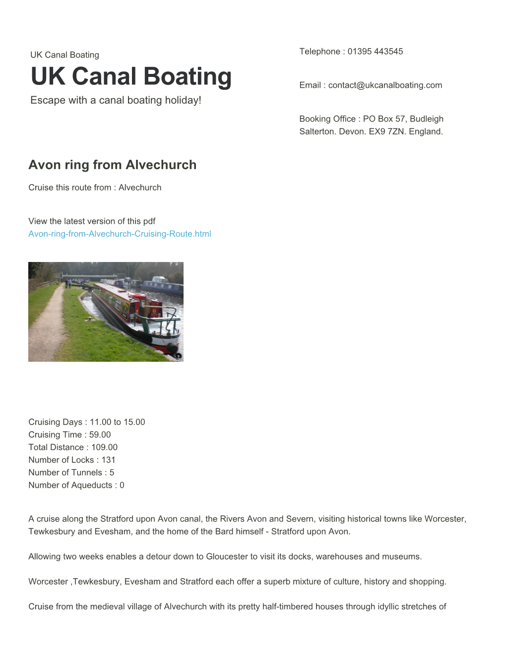 Avon Ring from Alvechurch | UK Canal Boating