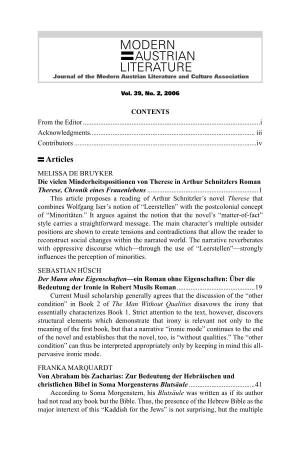 MODERN AUSTRIAN LITERATURE Journal of the Modern Austrian Literature and Culture Association