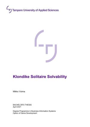 Klondike Solitaire Solvability