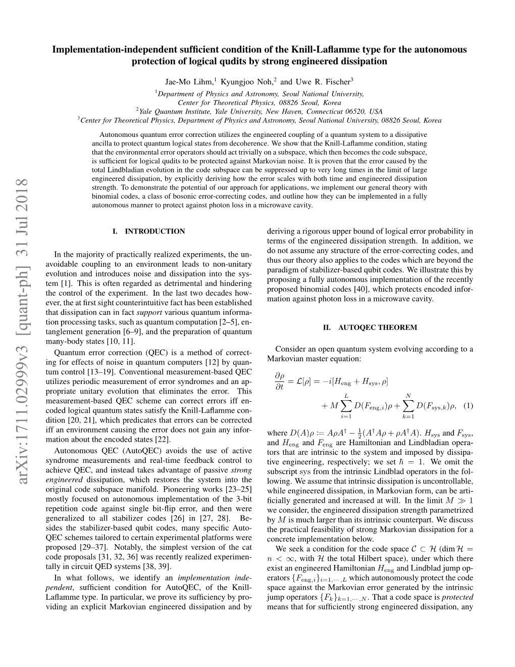 Arxiv:1711.02999V3 [Quant-Ph] 31 Jul 2018 Lowing