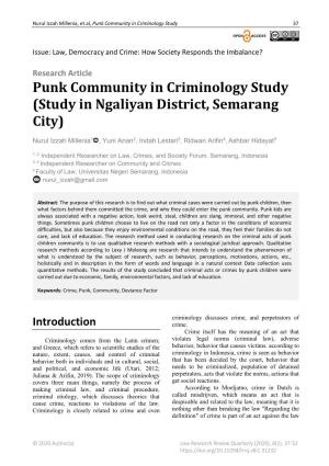 Punk Community in Criminology Study (Study in Ngaliyan District, Semarang City)