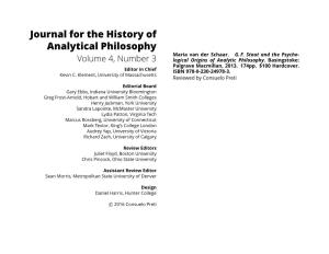 Review of G.F. Stout and the Psychological Origins of Analytic