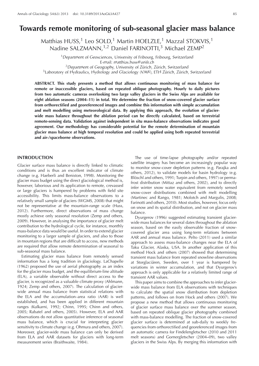 Towards Remote Monitoring of Sub-Seasonal Glacier Mass Balance