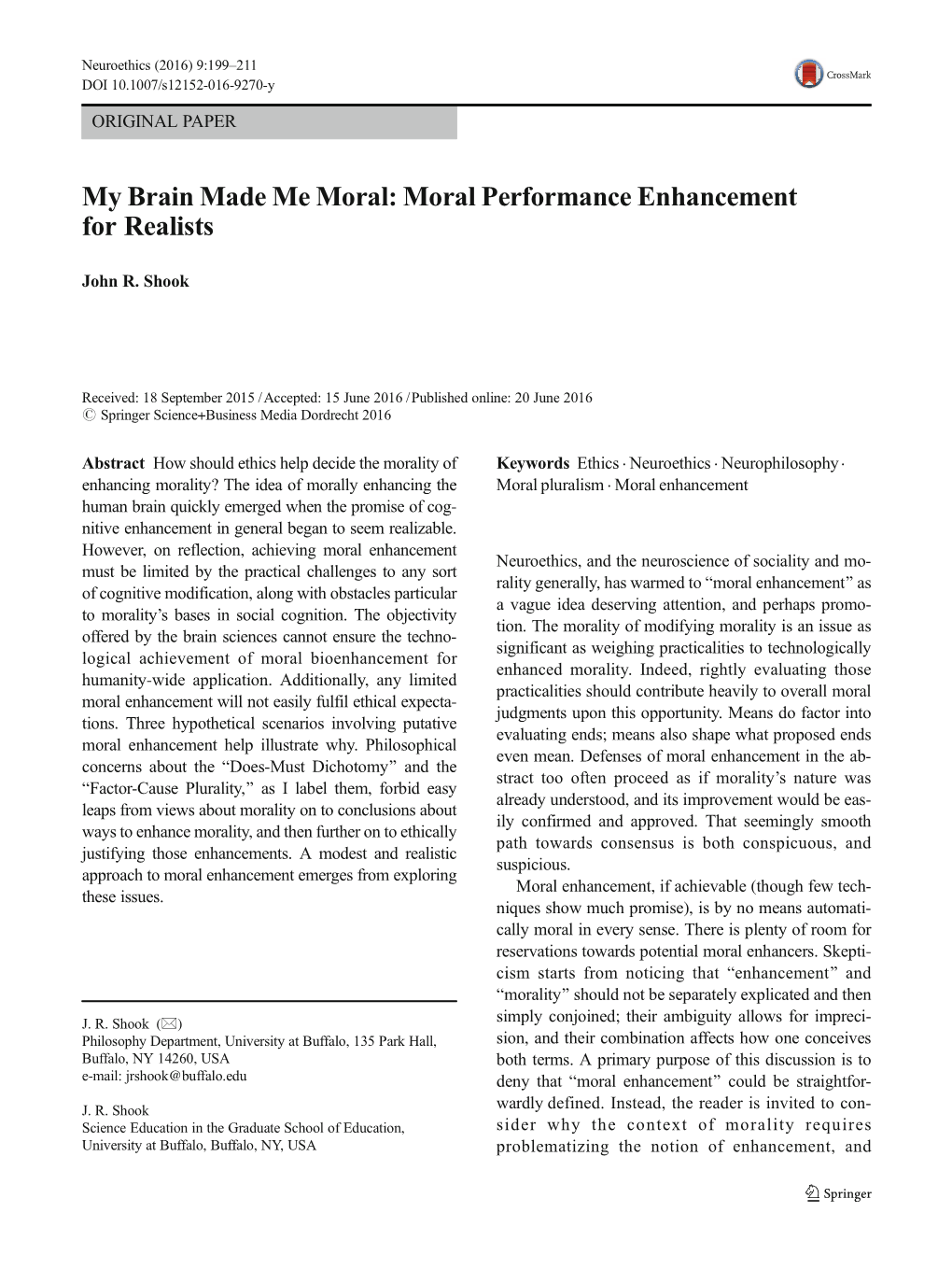 My Brain Made Me Moral: Moral Performance Enhancement for Realists