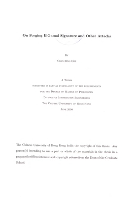 On Forging Elgamal Signature and Other Attacks