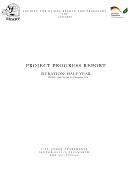 PROJECT PROGRESS REPORT DURATION: HALF YEAR from 1St July 2014 to 31St December 2014