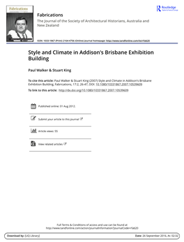 Style and Climate in Addison S Brisbane Exhibition Building.Pdf