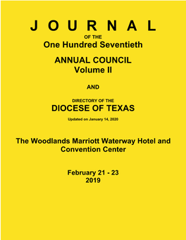 J O U R N a L of the One Hundred Seventieth ANNUAL COUNCIL Volume II
