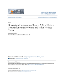 Ross Ashby's Information Theory