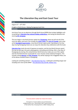 The Liberation Day and East Coast Tour