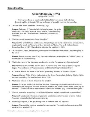 Groundhog Day Trivia by Eryn Clark, ADPC