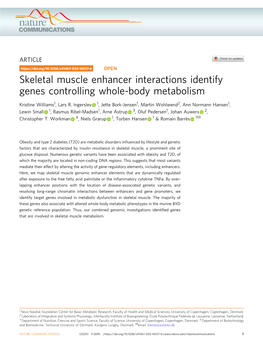 Skeletal Muscle Enhancer Interactions Identify Genes Controlling Whole-Body Metabolism