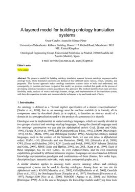 A Layered Model for Building Ontology Translation Systems