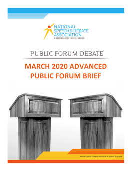March 2020 Advanced Public Forum Brief