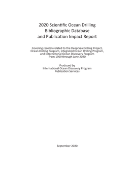 2020 Scientific Ocean Drilling Bibliographic Database and Publication Impact Report