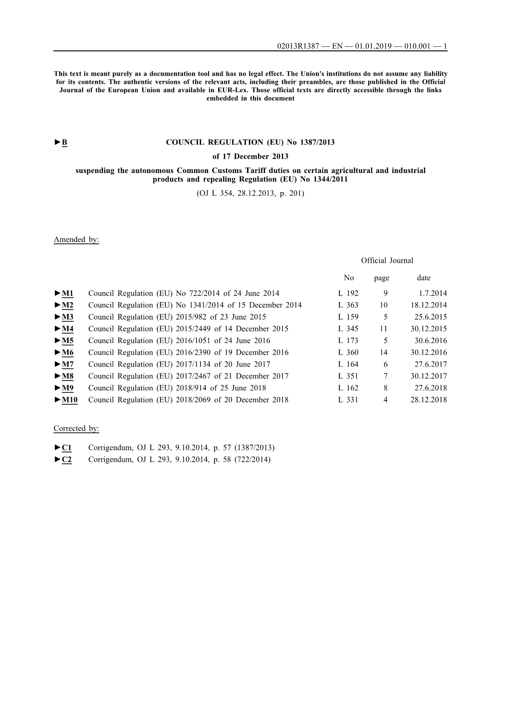 B COUNCIL REGULATION (EU) No 1387/2013 of 17