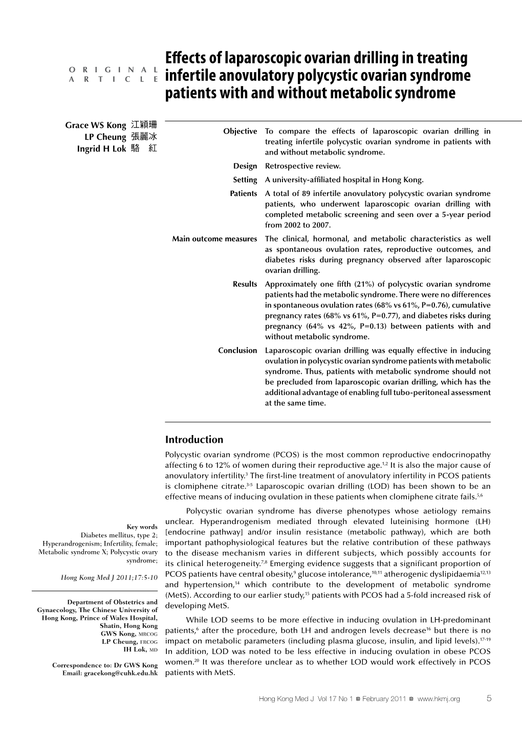 Effects of Laparoscopic Ovarian Drilling in Treating Infertile Anovulatory